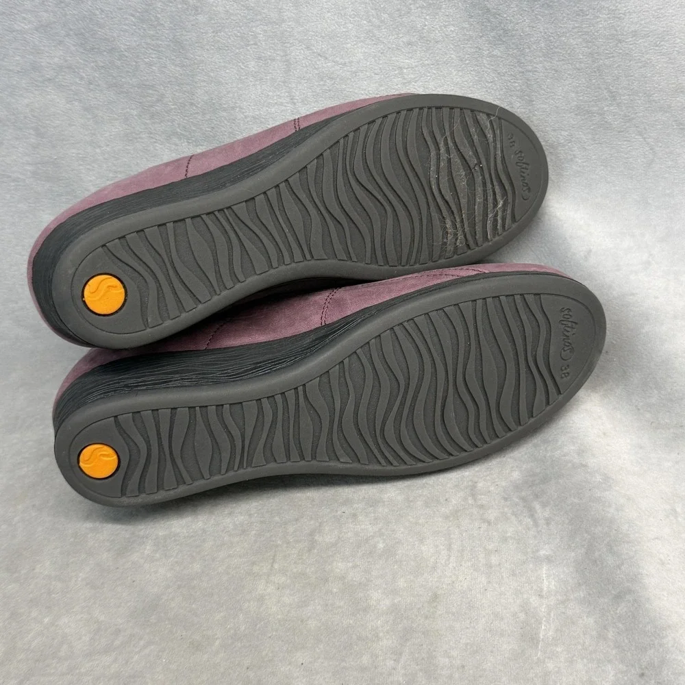 Softinos Shoes Womens Size 7.5 Purple Leather Slip On Comfort‎ Wedge Casual